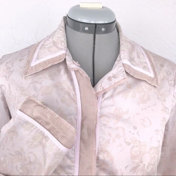 Anthropologie FEI Pink Floral Print Snap Trench Style Long Coat - Picture 3 of 8